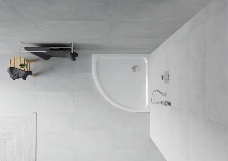 Mexen Flat brodzik półokrągły slim 100 x 100 cm, biały, syfon chrom - 41101010