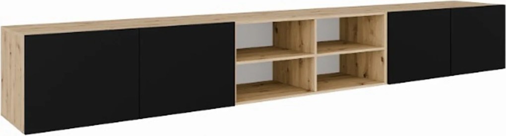 Szafka RTV wisząca MIVO 300 cm do Salonu pod Telewizor - Dąb artisan