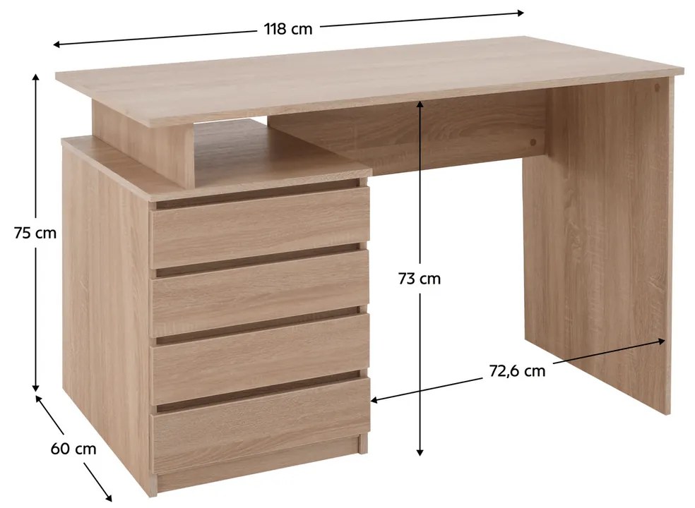 Biurko HANY NEW, dąb sonoma