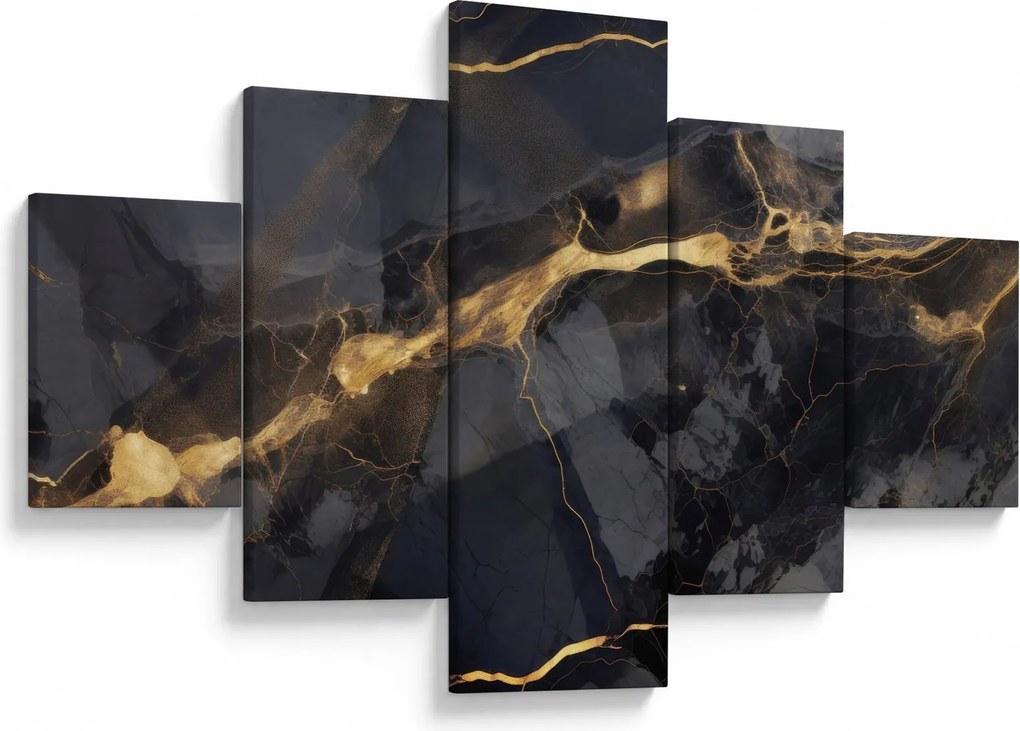 Obraz - Czarny - złoty dekor (125x70 cm)