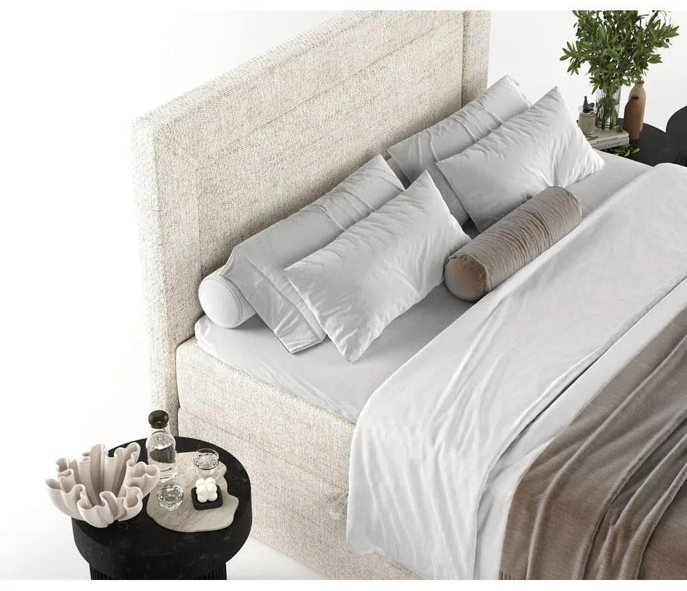 Kremowe łóżko boxspring ze schowkiem 140x200 cm Imagine – Maison de Rêve