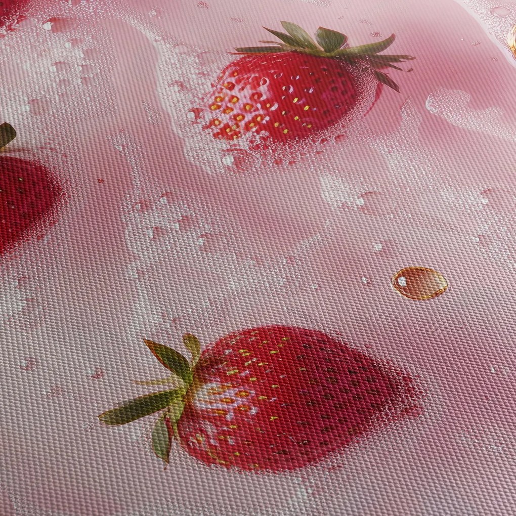 Obraz - Truskawki w bąbelkach (z zegarem) (90x30 cm)