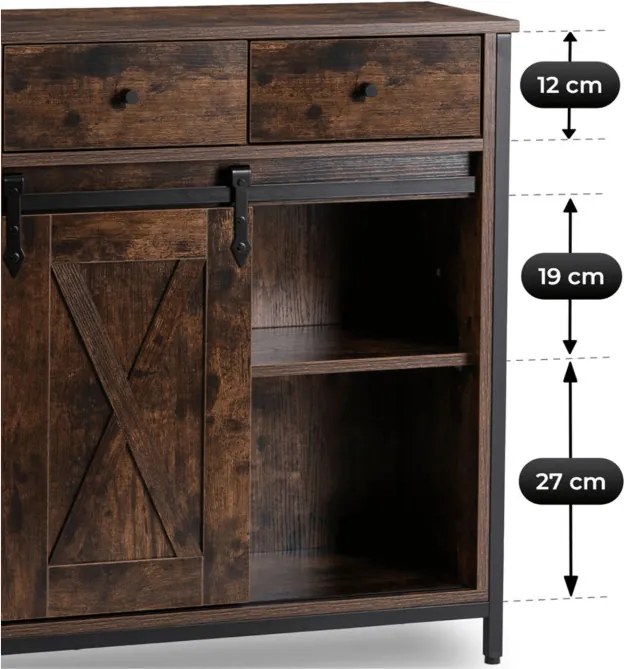 Komoda z Szufladami COLE 70 cm Dąb Rustykalny/Czarny Loftowa