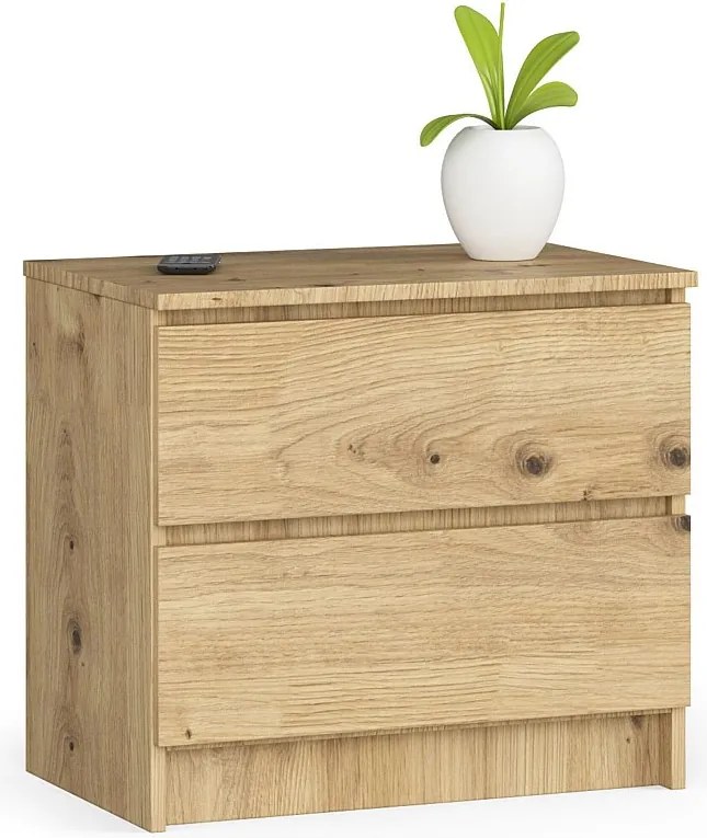 Szafka nocna AKORD K60 Dąb Artisan 60 cm 2 szuflady kolor Dąb Artisan mat 60x40x55 cm