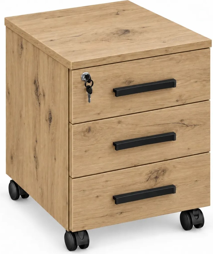 Mobilny kontenerek z szufladami na kluczyk dąb artisan N9-M47