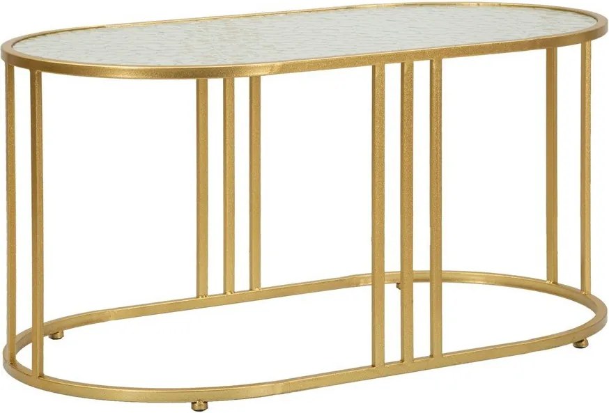 Stolik w biało-złotym kolorze ze szklanym blatem 50x90 cm Antalia – Mauro Ferretti