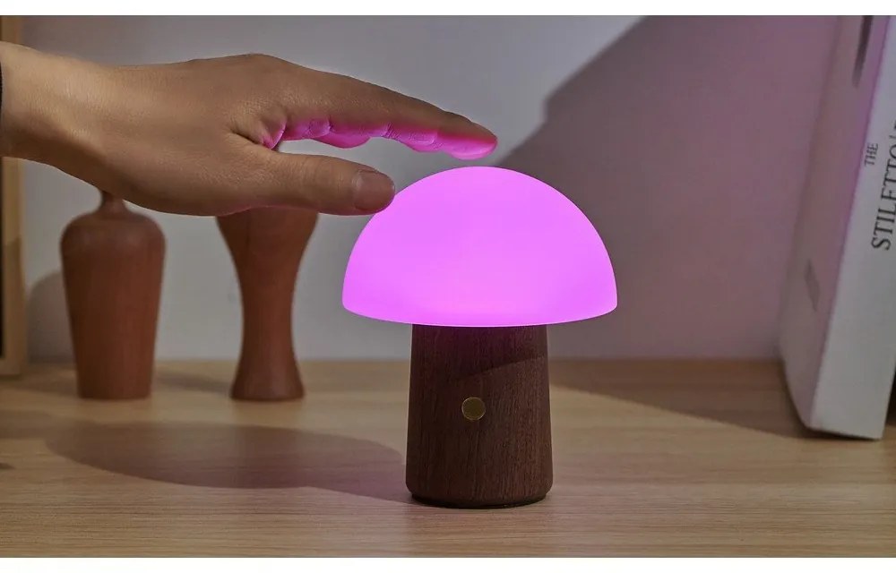 Biała/w ciemnym naturalnym kolorze lampa stołowa LED (wysokość 12,5 cm) Alice Mushroom – Gingko