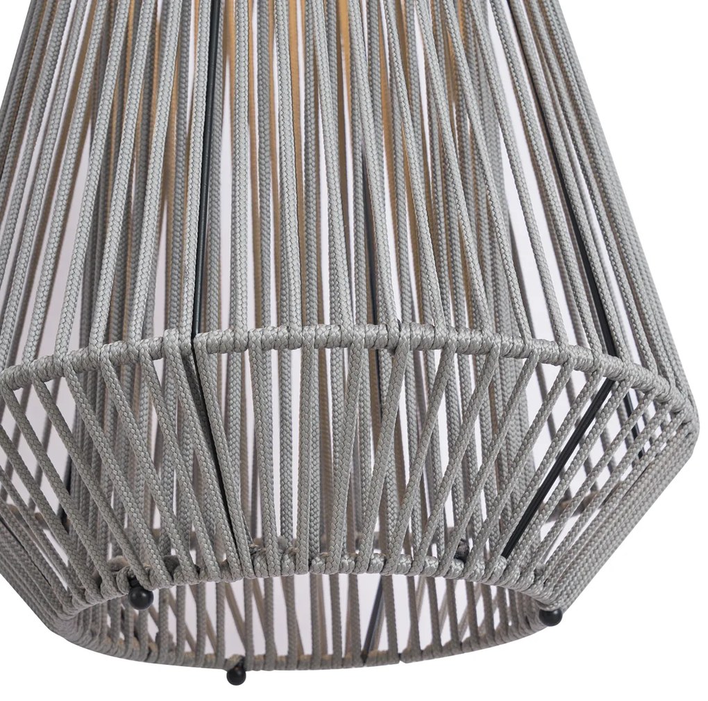 Lampa stołowa w stylu bohemy szara z LED, 3-stopniowa regulacja ściemniania IP54, ładowana solarnie - Duca