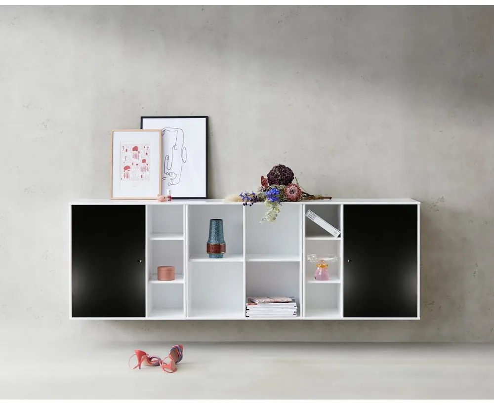 Czarno-biała komoda ścienna Hammel Mistral Kubus, 206 x 69 cm