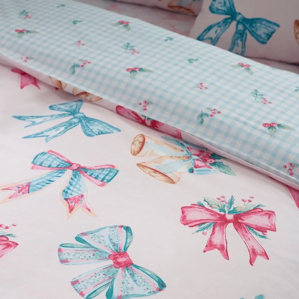 Różowa pościel dwuosobowa 230x220 cm Bows And Bells – Catherine Lansfield