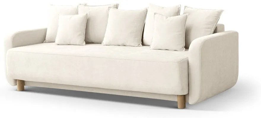 Kremowa rozkładana sofa ze schowkiem 231 cm Elen – Micadoni