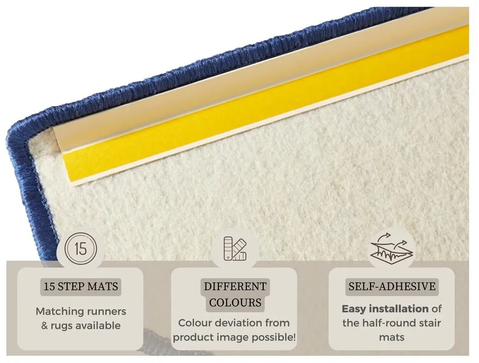 Niebieskie samoprzylepne dywaniki na schody zestaw 15 szt. 23x65 cm Fancy – Hanse Home
