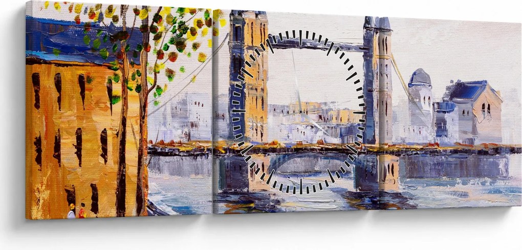 Obraz - Obraz miasta (z zegarem) (90x30 cm)