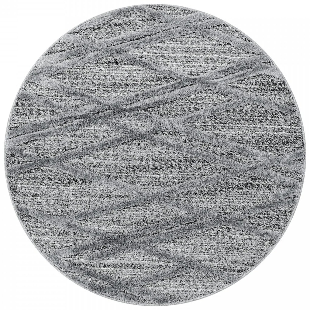 Dywan nowoczesny Pisa 3D Krata szary 80 cm x 80 cm koło