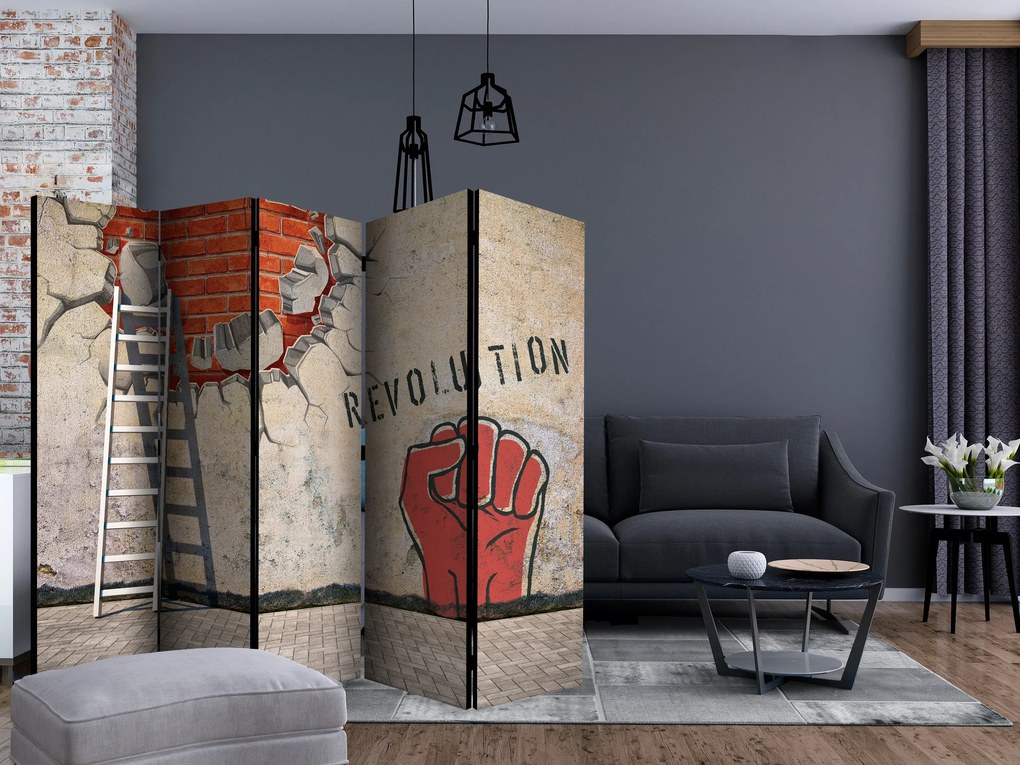 Parawan akustyczny Street art 225x172 cm 5-częściowy szary ARTGEIST B
