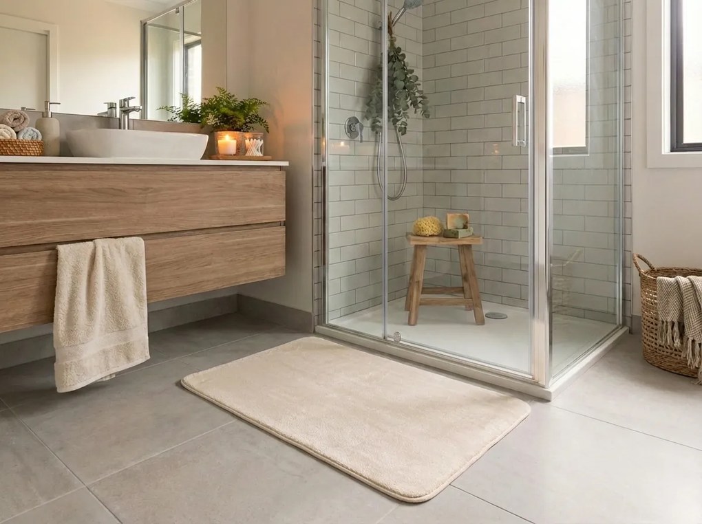 Dywanik łazienkowy TRIVORA 60x100 cm kremowy