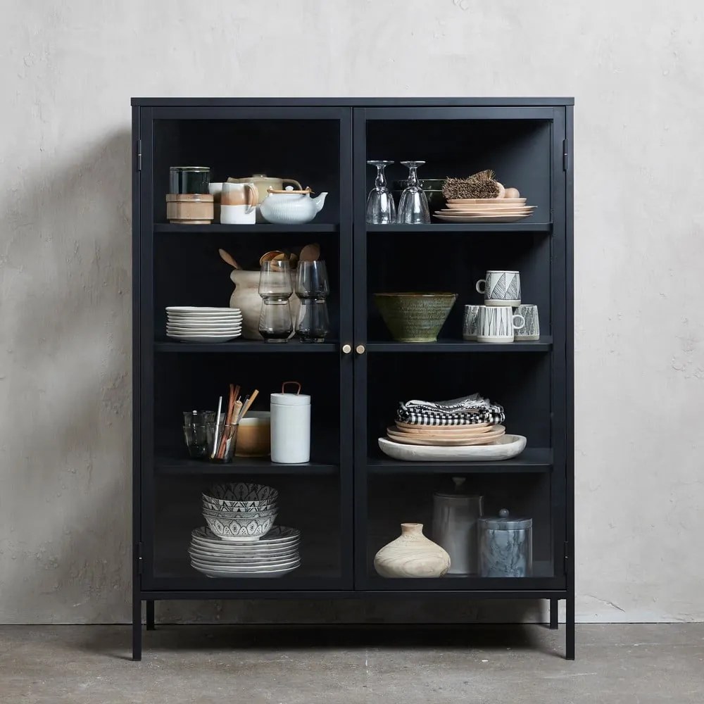Czarna metalowa witryna 110x140 cm Carmel – Unique Furniture