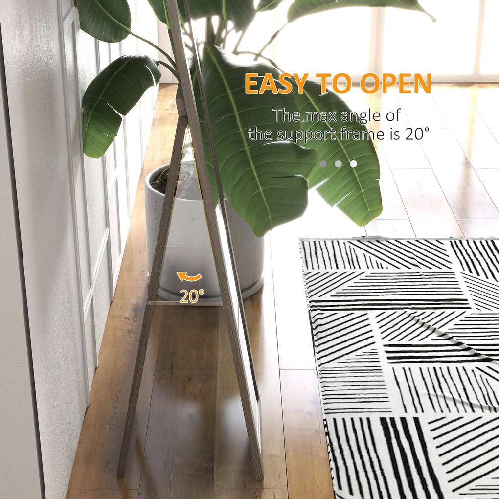 HOMCOM Lustro Na Całą Długość, 37 x 157 cm, Do Powieszenia lub Postawienia, Prostokątne Lustro do Salonu, Sypialni, Szare | Aosom PL