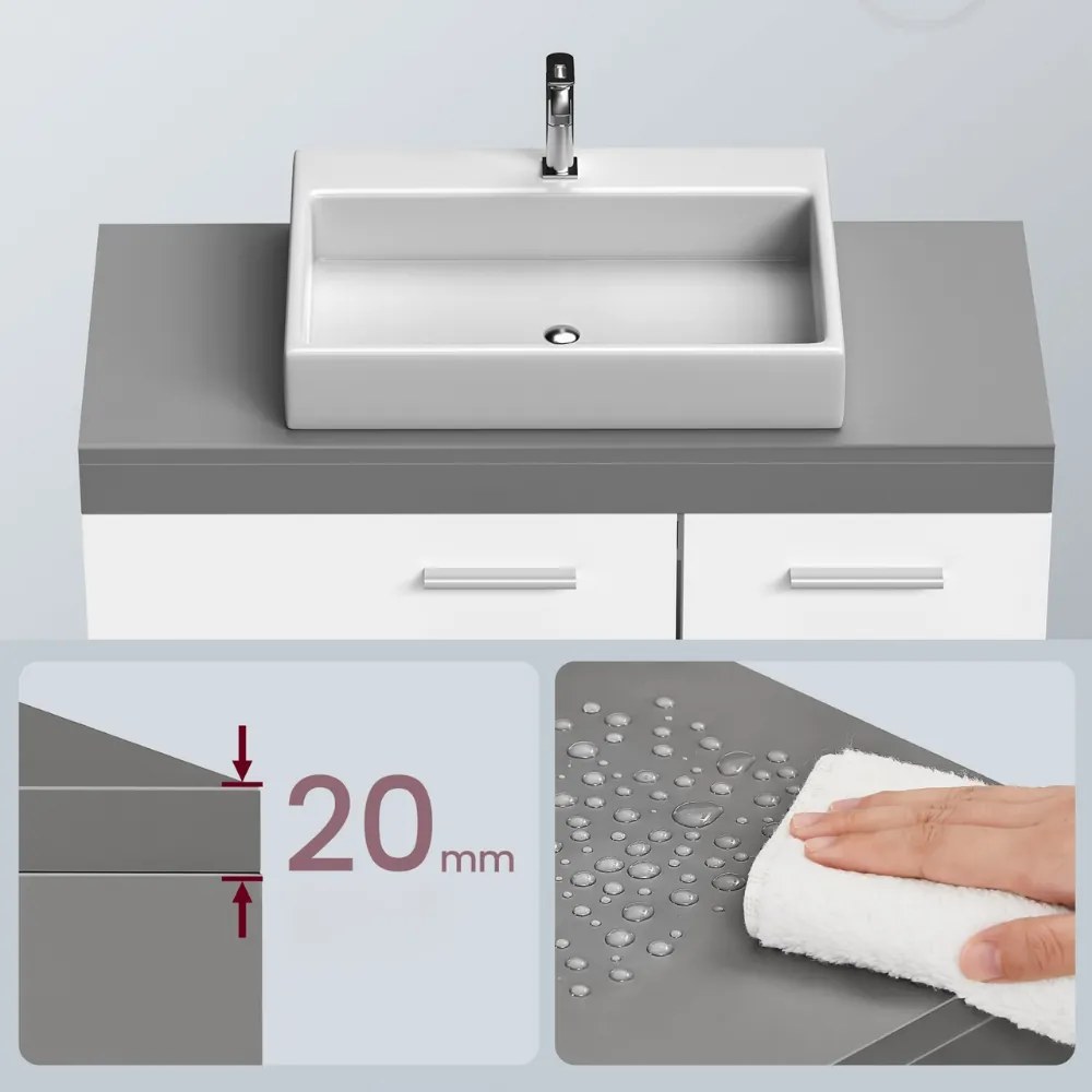 Szafka pod umywalkę IVY, 30x70x64 cm, biała/szara Vasagle