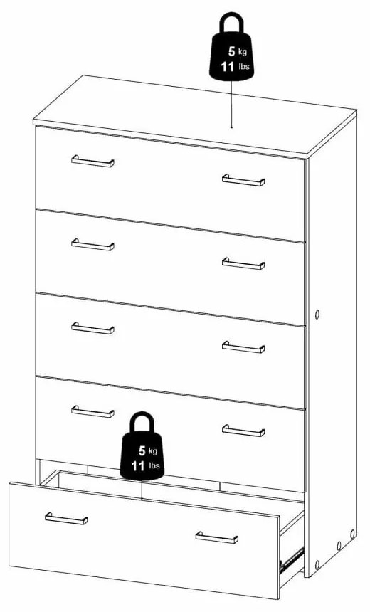 Biała wysoka komoda 74x115 cm Space – Tvilum