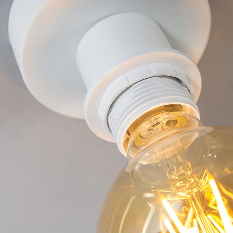 Nowoczesna lampa sufitowa matowa biała z czarnym kloszem 45 cm - Combi