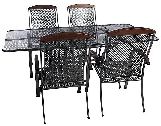 Metalowy zestaw ogrodowy PROVENCE I. 1 + 4 Stół prostokątny 160x95 cm (CT0311)