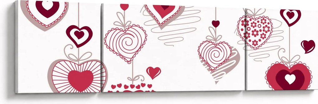 Obraz malowanych serc (170x50 cm)