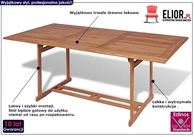 Stół ogrodowy lite drewno tekowe M1-H12