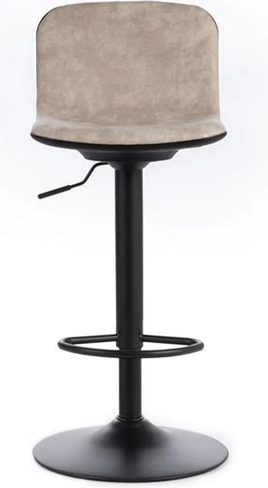 Komplet 2 wysokich hokerów "Woody" w kolorze beżowym, z materiału, z podnośnikiem gazowym i podnóżkiem, 45x39 cm, wys. 86 cm