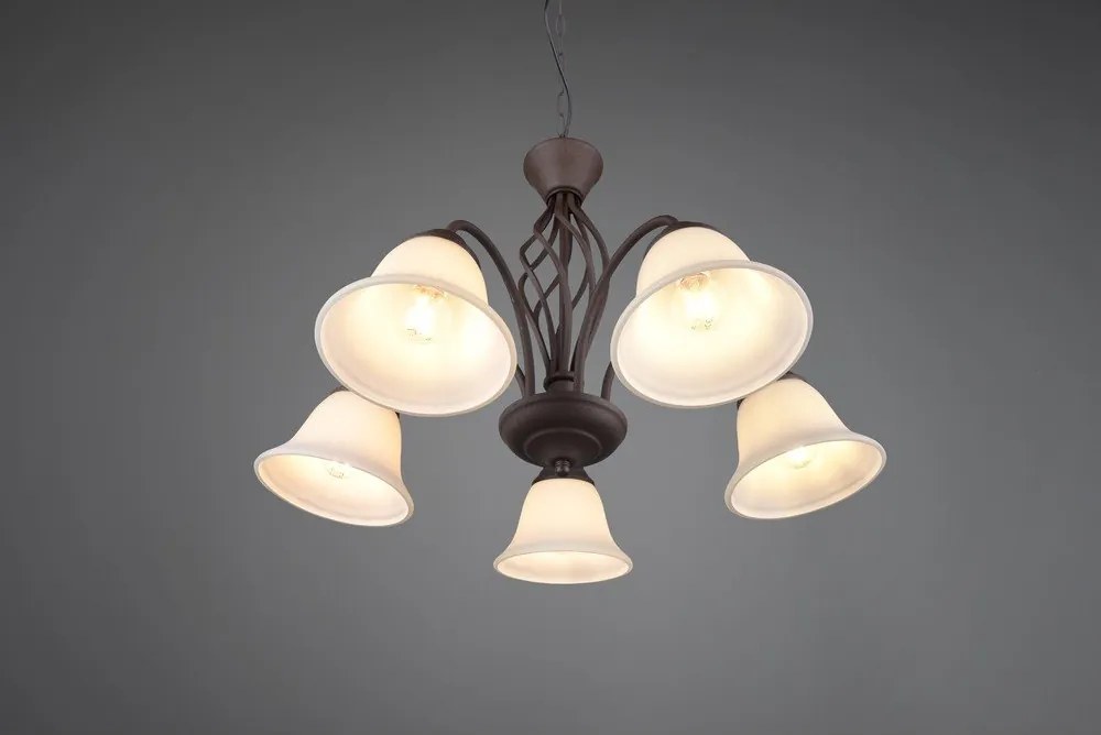 Ciemnobrązowa lampa wisząca ze szklanym kloszem ø 60 cm Rustica – Trio