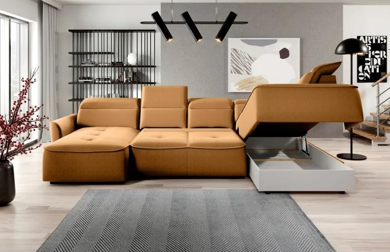 Narożnik MURILLO XL z elektryczną regulacją siedziska Prawostronny w tkaninie VOUGE 09 WERSAL