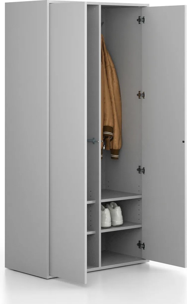 Szafka FRAME, 2 przedziały, 872 x 450 x 1735 mm, PUSH-lock, szary