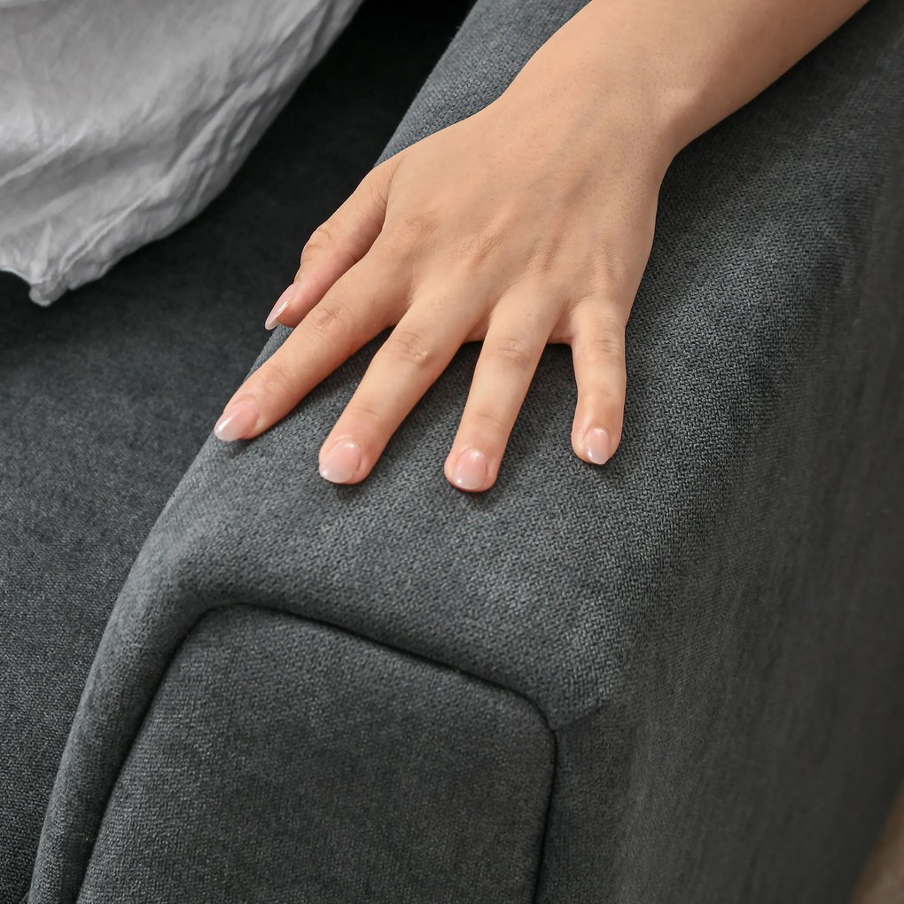 HOMCOM Sofa trzyosobowa z funkcją spania, sofa z chaiselongiem, tapicerowana sofa, ciemnoszara