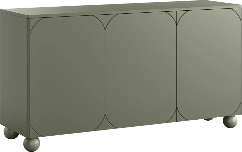 Komoda Sonatia II 150 cm trzydrzwiowa - oliwka / nogi kule