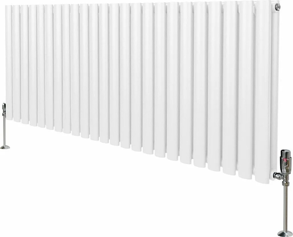 Grzejnik kolumnowy owalny z zaworami – 600 mm x 1440 mm – biały