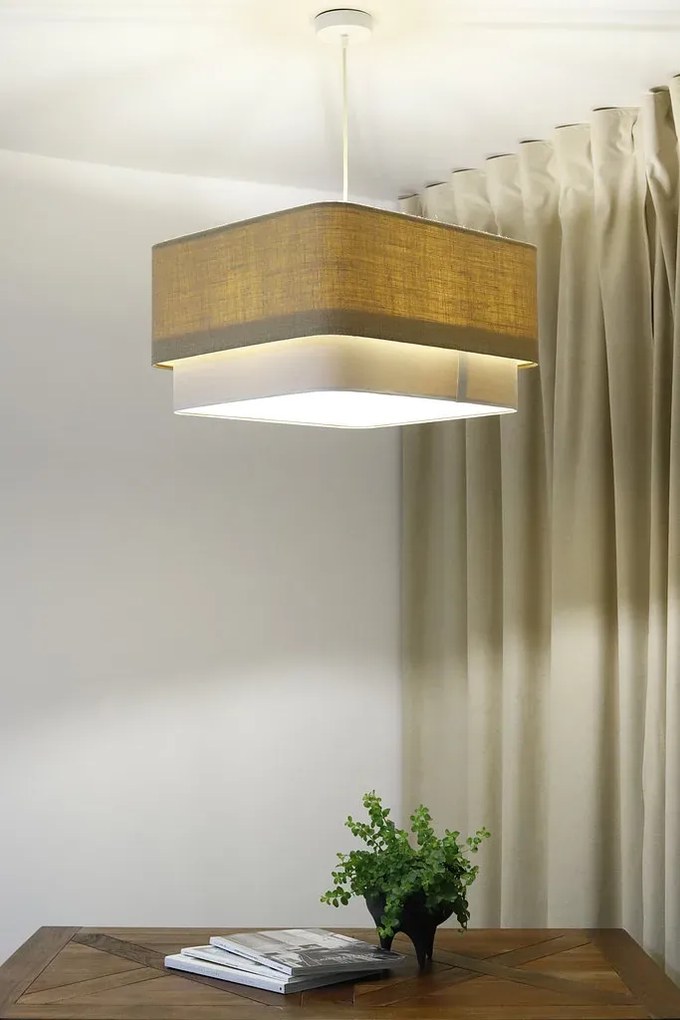 Lampa wisząca KWADRO DUO 001 51x47cm jutowa/kremowa BPS KONCEPT