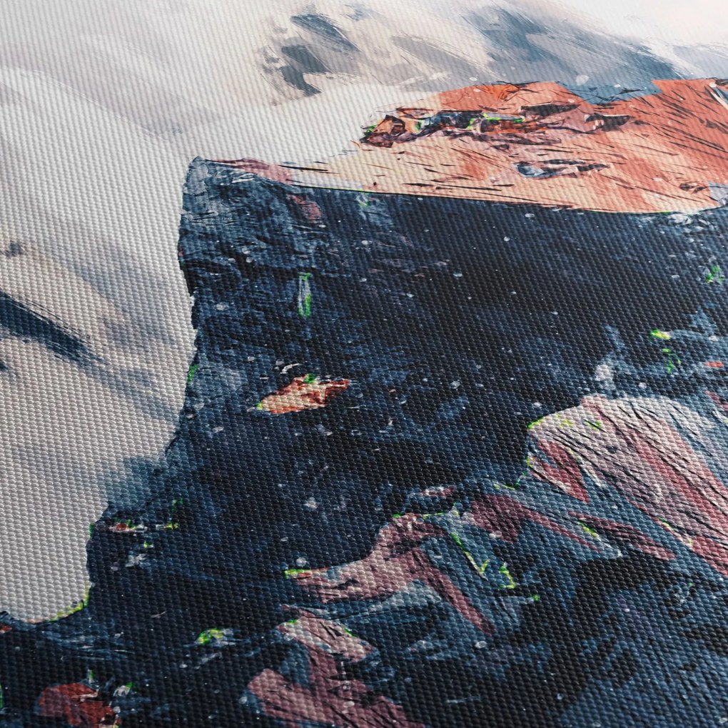 Obraz - Abstrakcyjna góra (z zegarem) (90x30 cm)