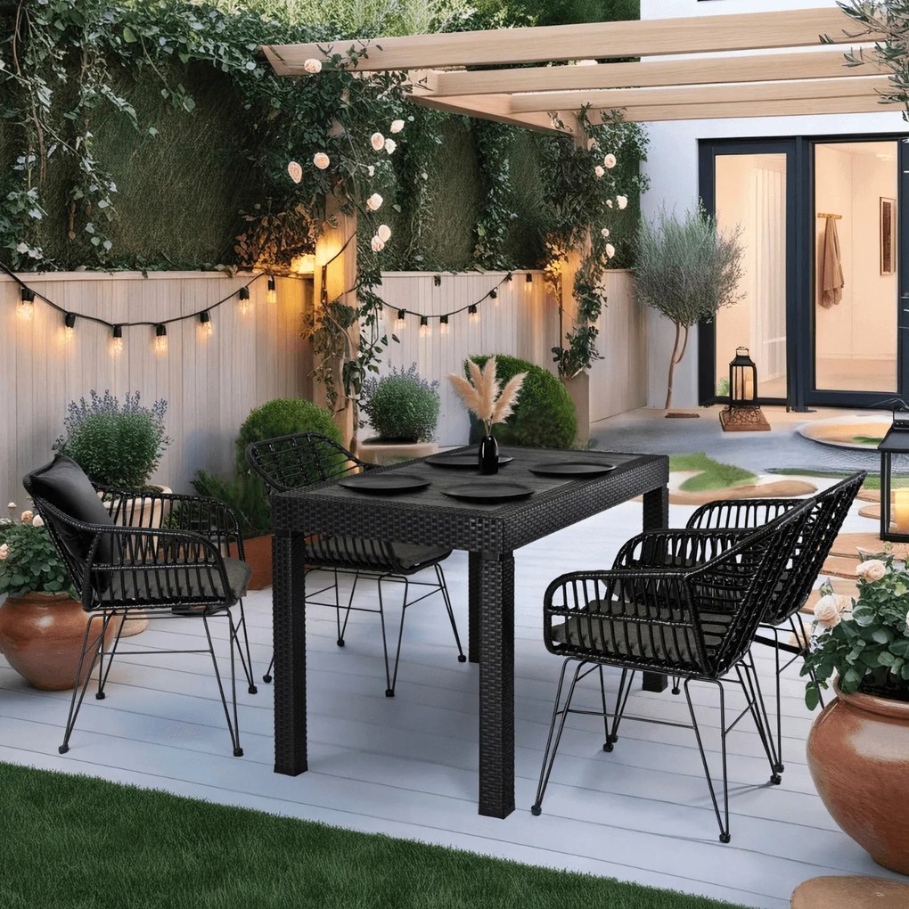 Stół Ogrodowy Prostokątny FARGO Czarny Technorattan