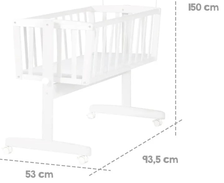 Biała kołyska na kółkach/z baldachimem 40x90 cm Adam &amp; Eule – Roba
