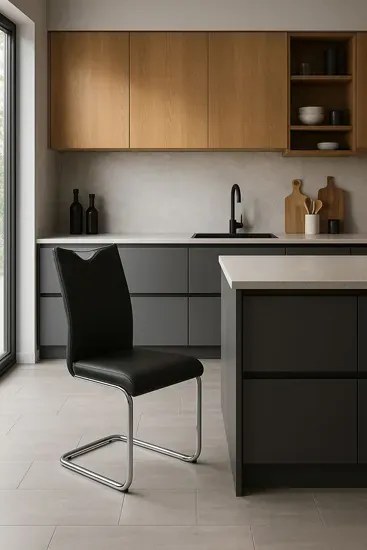 Minimalistyczne krzesło na płozach cappuccino F8-F87
