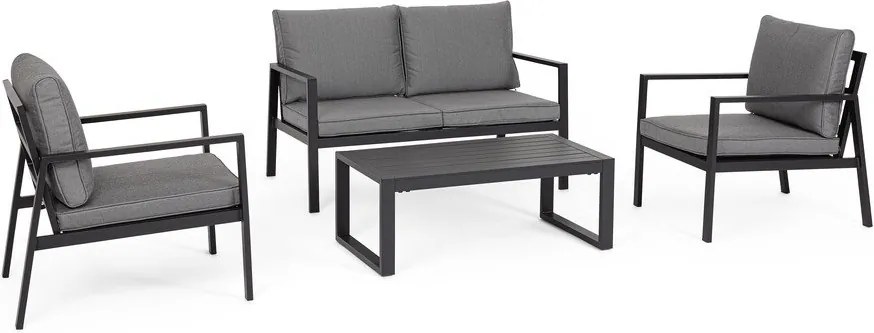 Antracytowy aluminiowy zestaw mebli ogrodowych dla 4 osób Hilde – Bizzotto