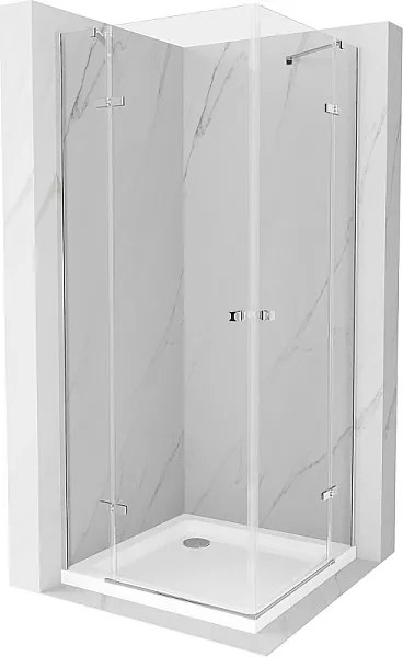 Mexen Roma Duo kabina prysznicowa uchylna 70 x 70 cm, transparent, chrom + brodzik Flat - 854-070-070-01-02-4010