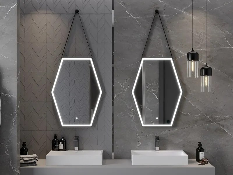 Mexen Orla lustro łazienkowe podświetlane 60 x 80 cm, LED 6000K, antypara, rama czarna - 9815-060-080-611-70