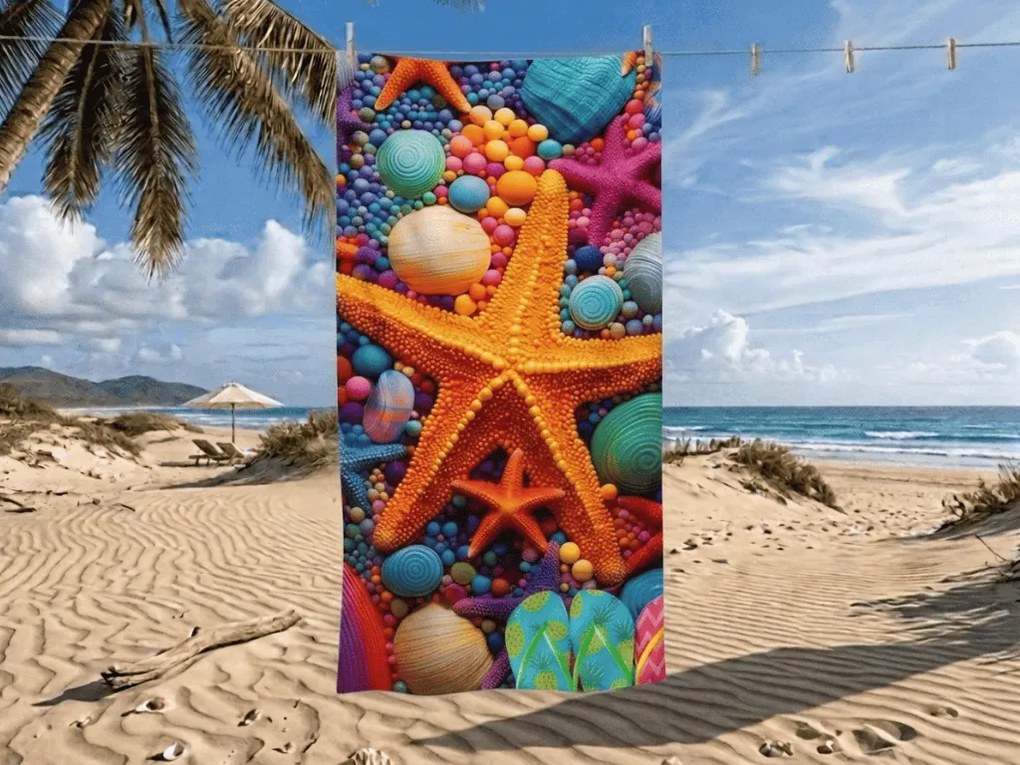 Szybkoschnący ręcznik plażowy COLOR SEA kolorowy 70 x 140 cm, 100% mikrofibra