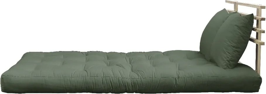 Sofa rozkładana z zielonym obiciem Karup Design Shin Sano Natural/Olive Green
