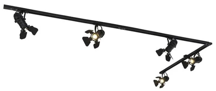 System oświetleniowy szynowy z 5 reflektorami czarny - Movie