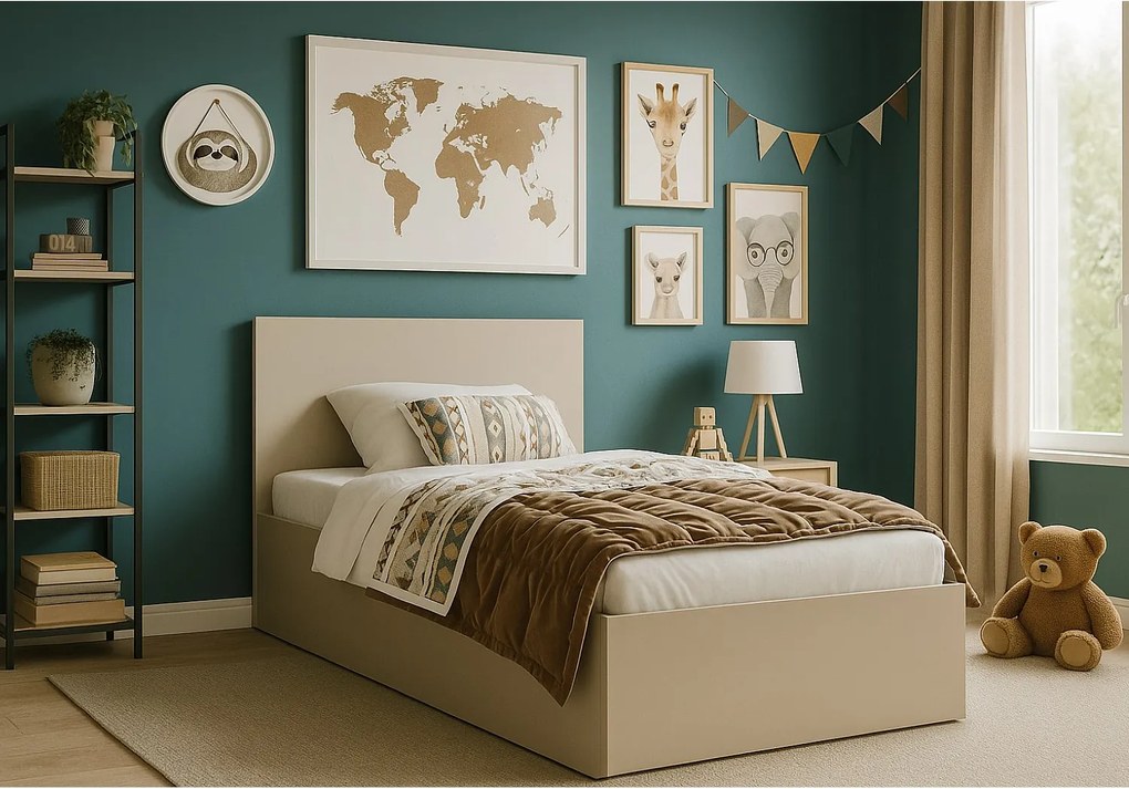 Łóżko drewniane z materacem AVI 90x200cm w kolorze kaszmir