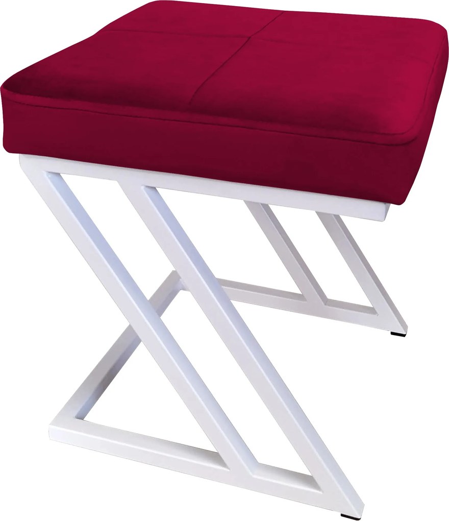 Pufa ZETA tkanina Welur loft ławka podnóżek metal : Kolor Stelaża - Biały, Kolor tkaniny - VELVET - MG31, Typ tkaniny - Velvet