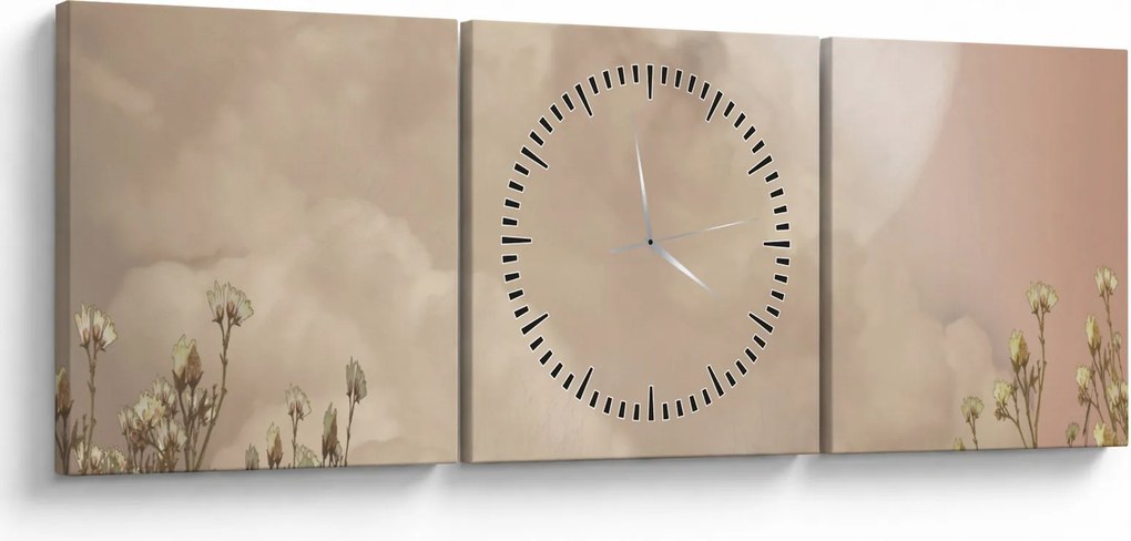 Obraz - Różowa pełnia księżyca (z zegarem) (90x30 cm)