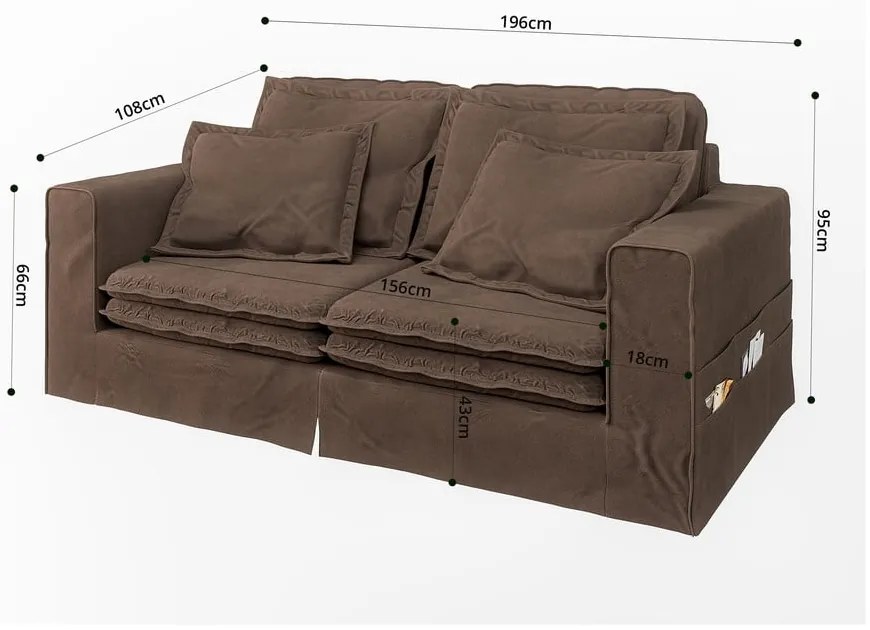 Ciemnobrązowa sofa 196 cm Nora – Ropez